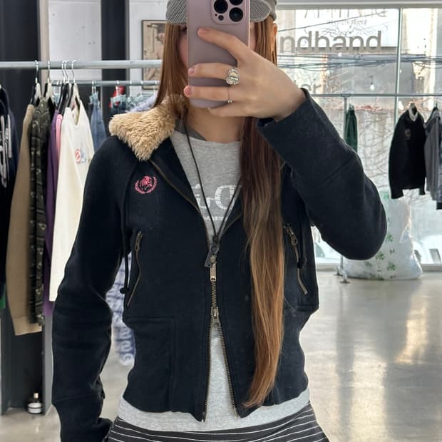 히스테릭글래머 히스걸 투웨이 퍼 후드집업