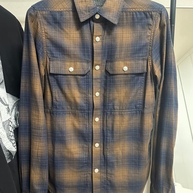 릭오웬스 다크쉐도우 인디고 체크셔츠