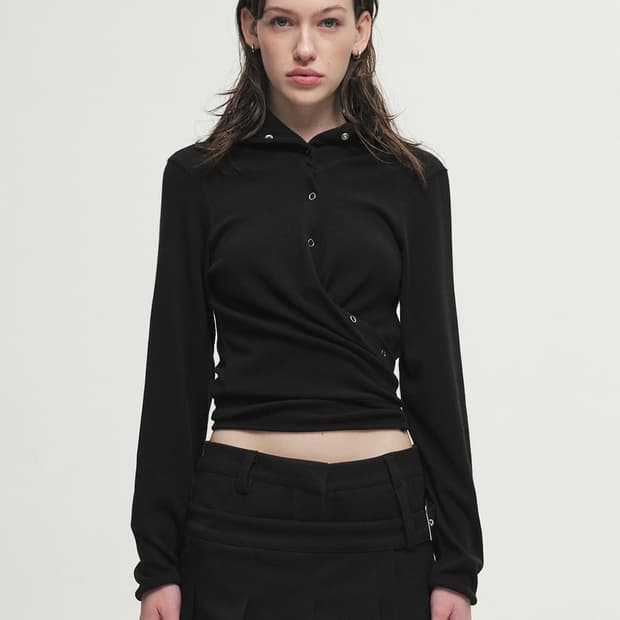 cerric WRAP HOOD CARDIGAN-BLACK