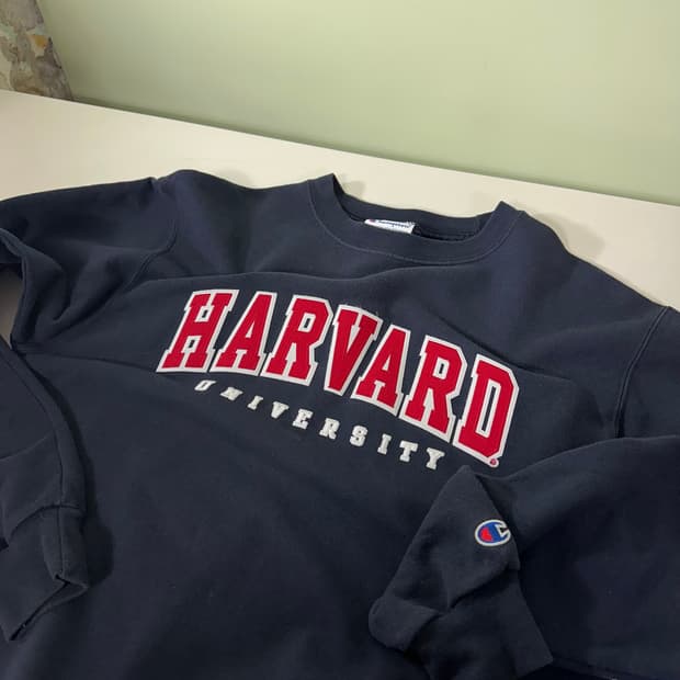 M 챔피온 네이비 하버드 패치로고 스웻셔츠 맨투맨 남여공용