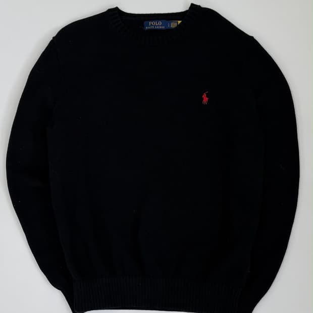[L] 폴로 랄프로렌 신형 큐알 블랙 코튼 니트 스웨터
