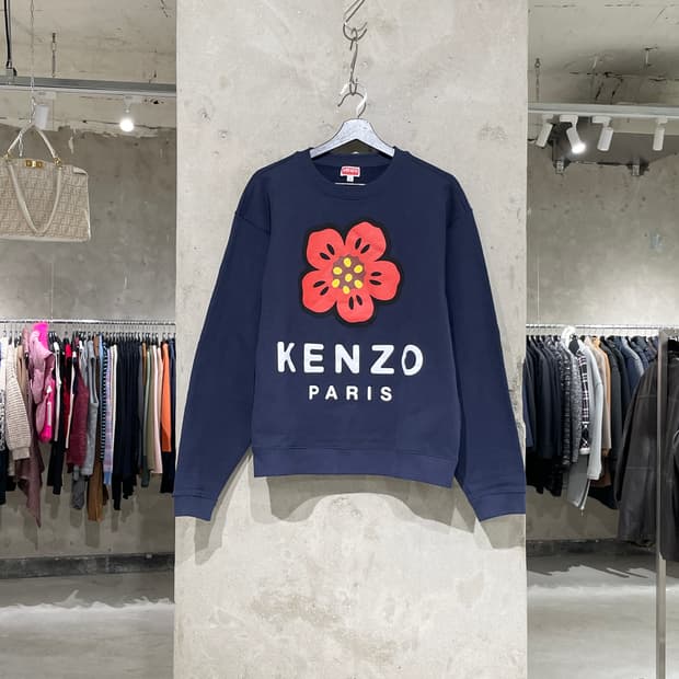 겐조 네이비 보케 플라워 스웻 셔츠