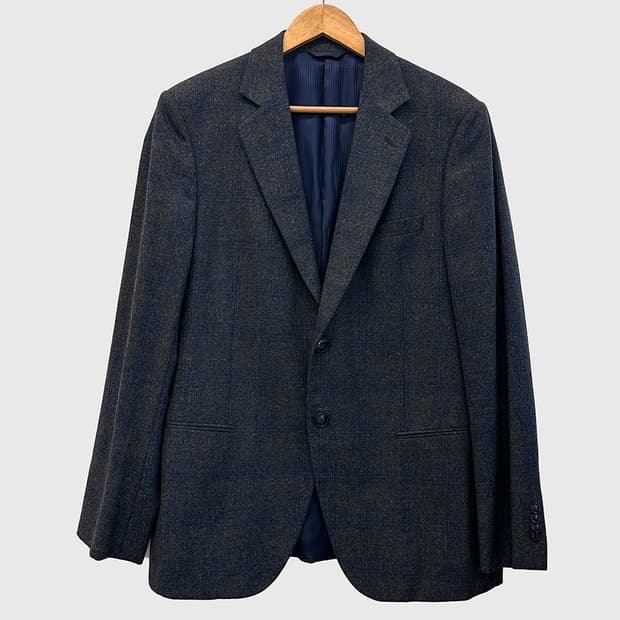 조르지오 아르마니 울 캐시미어 체크 블레이저 자켓 국내 매장판 남성 54