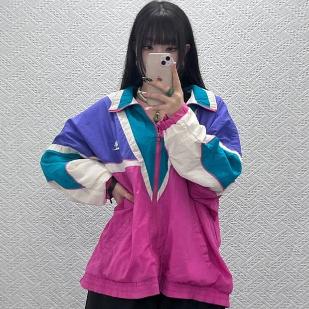 나이키 올드스쿨 레트로 키치 멀티컬러 바람막이 자켓 L C10537