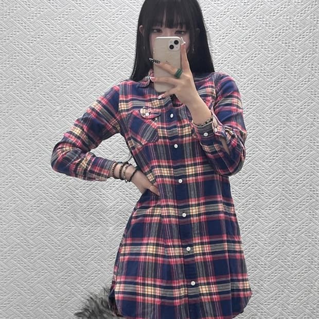 빔스 보이 컨트리 레트로 타탄체크 셔츠 원피스 FREE C10090