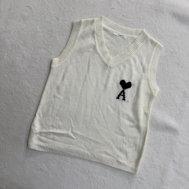 실측확인 하트로고 여성 니트 조끼 0325T