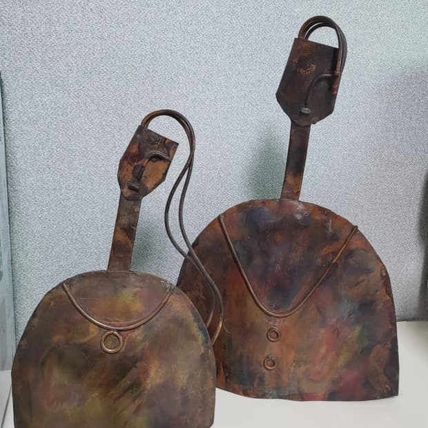 빈티지 철제 인물 조형물 2인 인테리어 소품