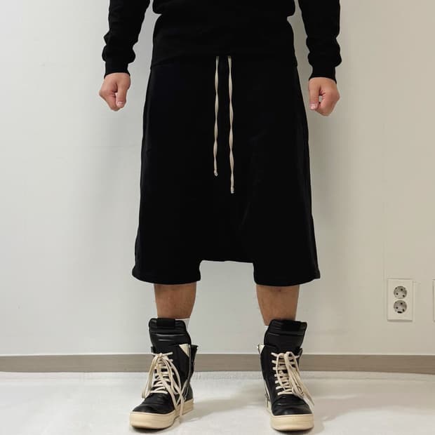 릭오웬스 15SS 다크쉐도우 드로우스트링 스웻쇼츠 반바지