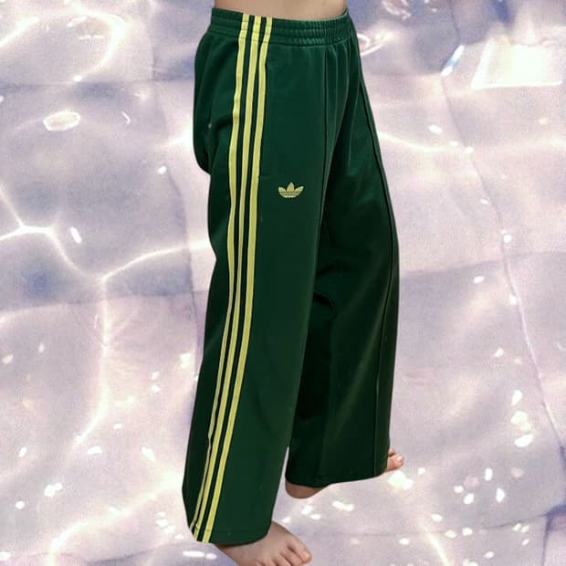 90s 아디다스 파이어버드 베켄바우어 그린 옐로우 초노 와이드 트랙 팬츠
