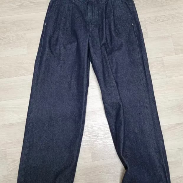 셔터 투턱 와이드 레그 데님팬츠 M (인디고)