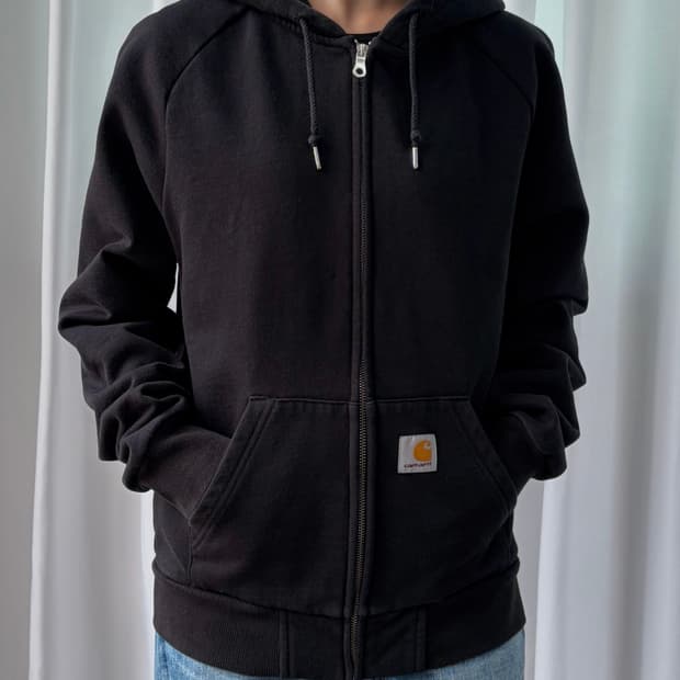 [S]칼하트 WIP 스퀘어 라벨 기모 후드집업