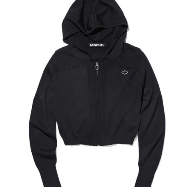 미스치프 롬버스 로고 니티드 후디 집업 블랙 s mischief 