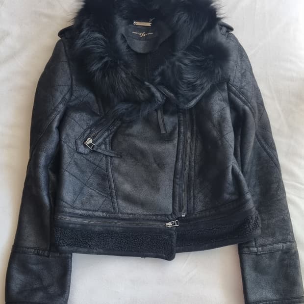 빈티지 펑크 블랙 퍼 자켓