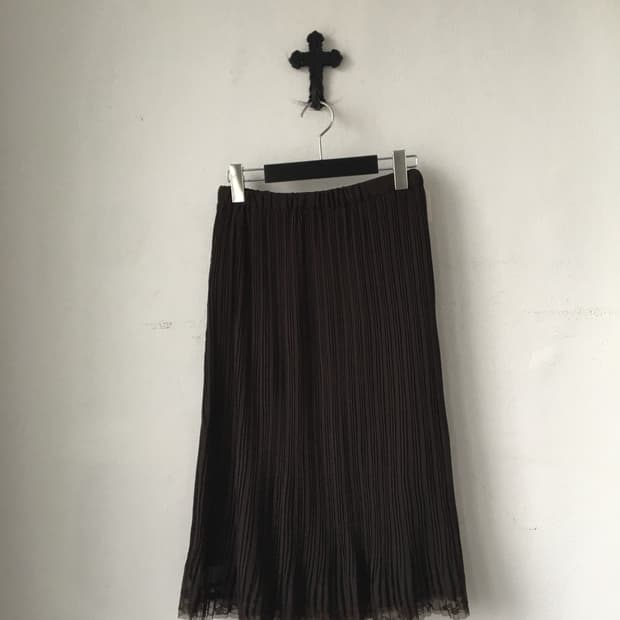 lace trimming pleats skirt