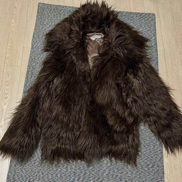 파르티멘토 WIDE COLLAR HAIRY FUR COAT_BROWN