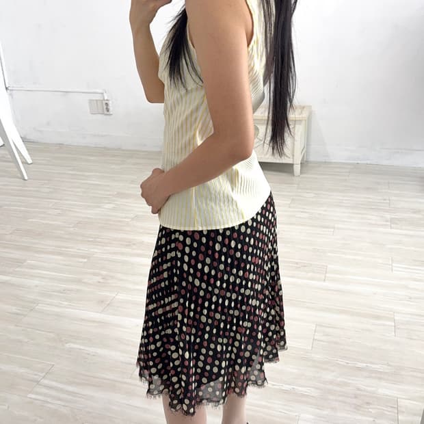 Black Vintage Dot Midi Skirt