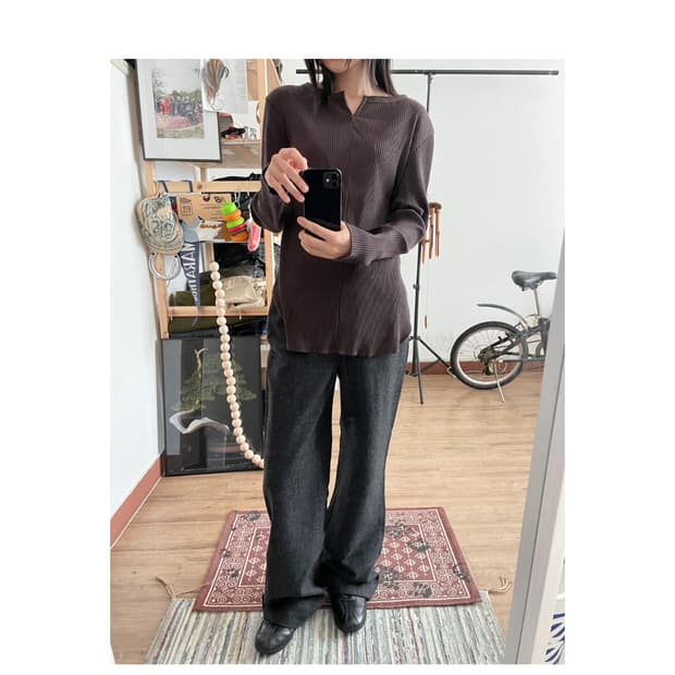  PLST Brown Long Sleeve Top