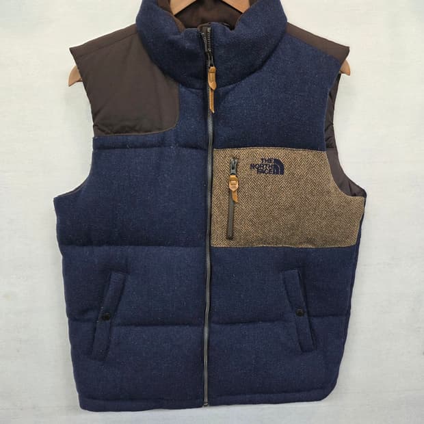 노스페이스 화이트라벨 헤링본 울 구스다운 패딩조끼 m