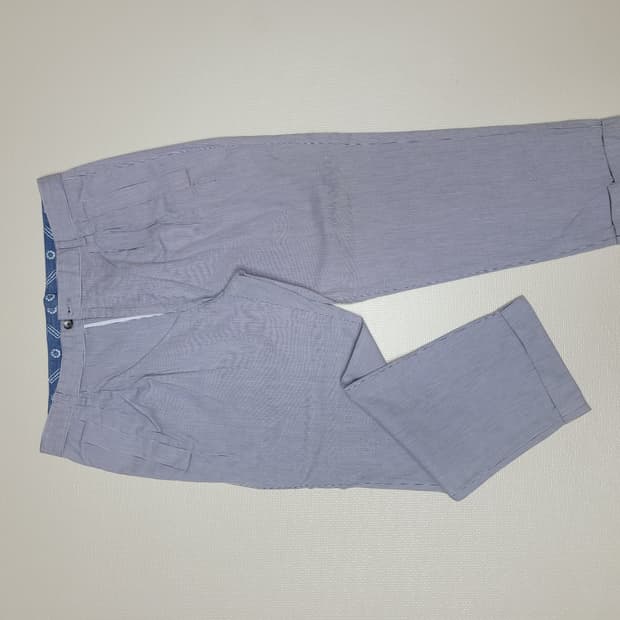 캘번 KELBURN 남자 롤업 스트라이프 면바지 82 스카이블루