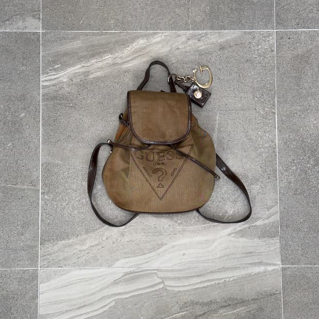 Guess brown logo drawstring backpack 