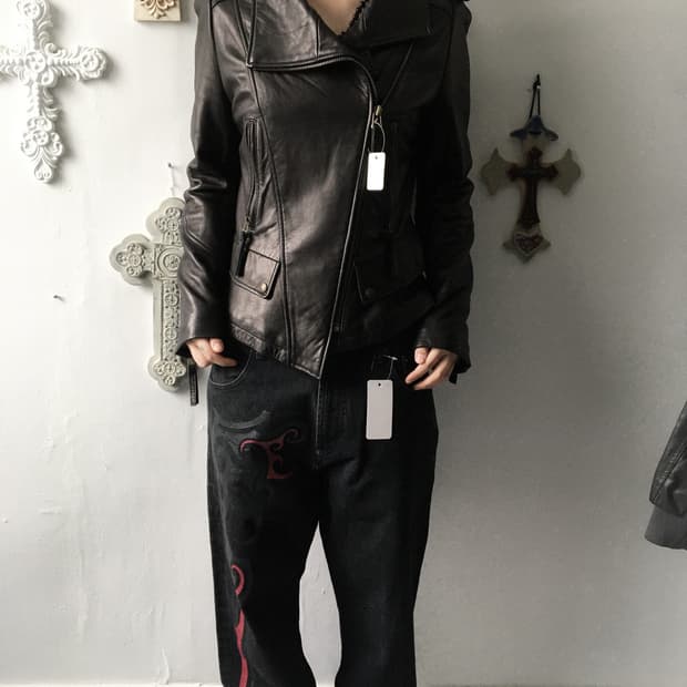 Heavy lamb  leather rider jacket