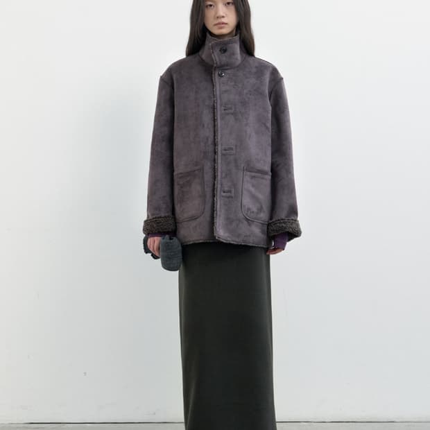 포저 리버시블 시어링 무스탕 (다크그레이)