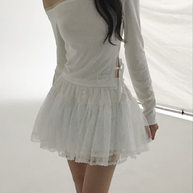 더티스 퓨어 매쉬 리본 긴팔 티셔츠