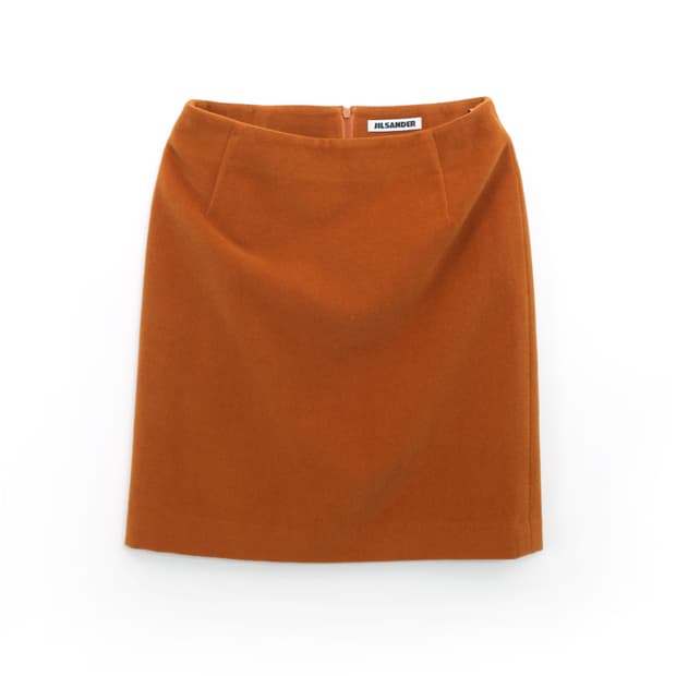 질샌더 Jilsander 빈티지 앙고라 울 오렌지 미디 스커트