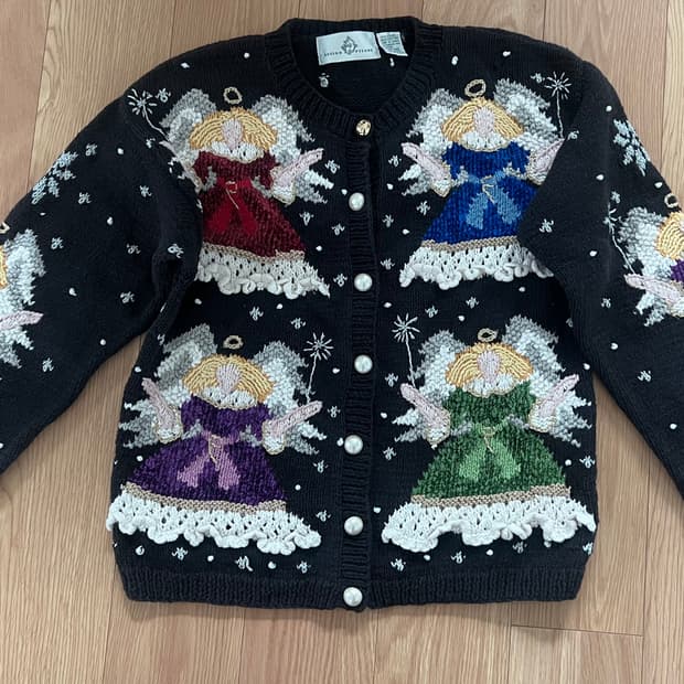 빈티지 자수 가디건