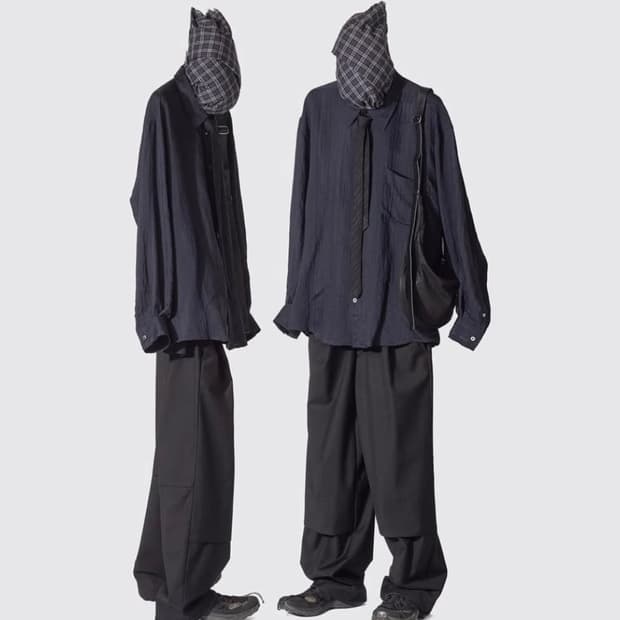 해칭룸 스트라이프 네이비 셔츠