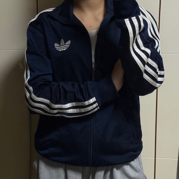 아디다스 파이어버드 빅로고 네이비 져지 