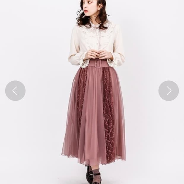 스나계st 히메 핑크 레이스 샤 롱스커트