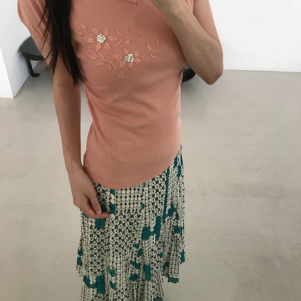 vintage pattern pink top