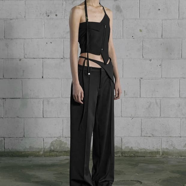 보헤미안 서울 WAIST BELTED WIDE PANTS, BLACK  