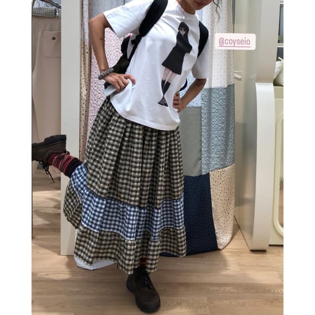 코이세이오 모리 체크 스커트 브라운