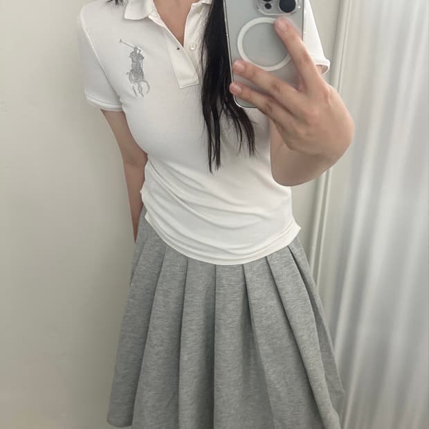 랄프로렌 화이트/실버 빅포니 카라 티셔츠