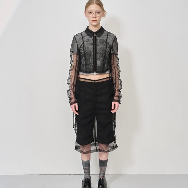 LCDC mesh shirring zip-up