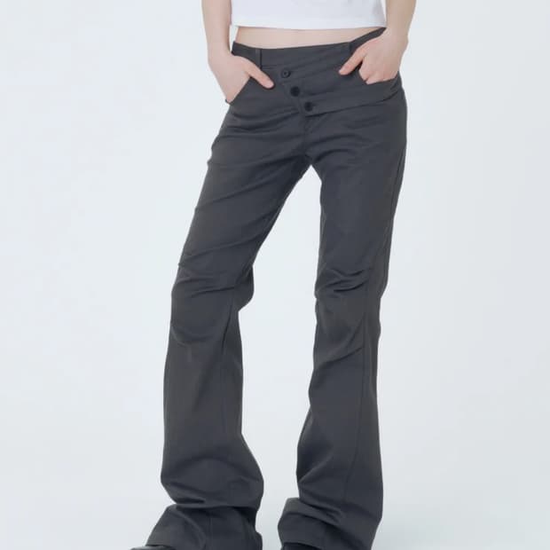 미세키서울 Diagonal strap bootcut pants CHARC