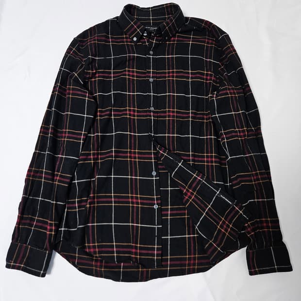 클럽모나코 플란넬 코튼 셔츠 다크레드 패턴 M 100