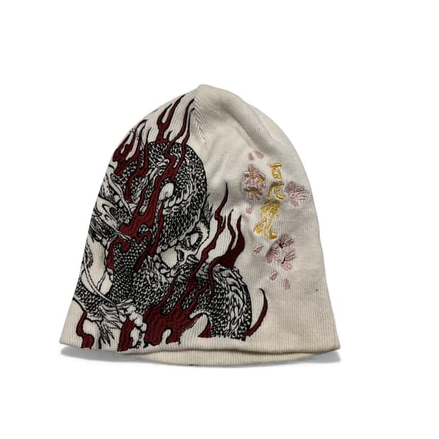 JP 재팬 오리엔탈 용프린팅 자수 화이트비니(OS)