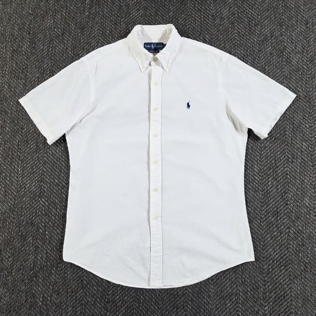 폴로 랄프로렌 화이트 시어서커 반팔 셔츠
