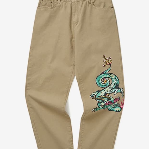 위캔더스 DRAGON DENIM PANTS (BEIGE)xl
