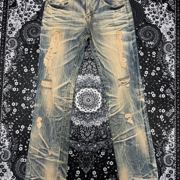 빈티지 샌드워싱 디스트로이드 데님팬츠 30