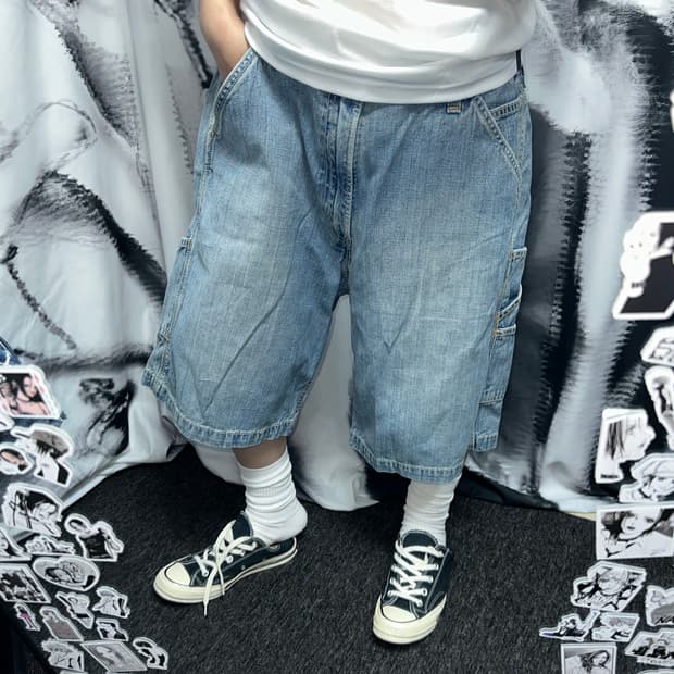 리바이스 연청 카펜터 버뮤다 데님숏팬츠