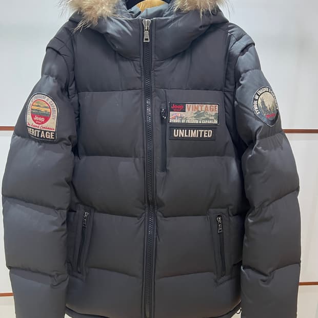 지프(Jeep) 빈티지 차콜 덕다운-팔 분리 2way 점퍼 (105)