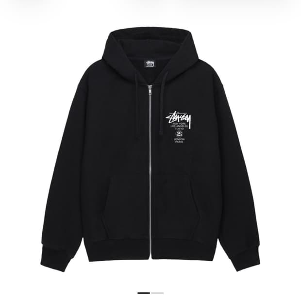 스투시 월드투어 후드집업 블랙 s