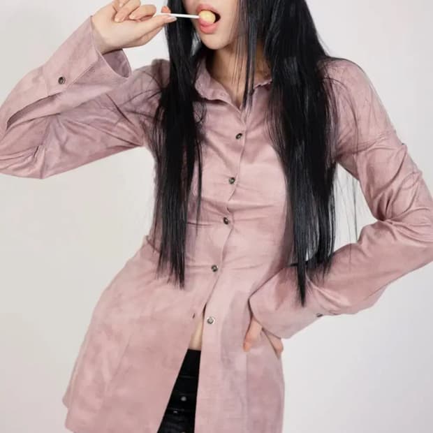 달링유어배드 VINTAGE SUEDE LONG SHIRT 스웨이드 셔츠