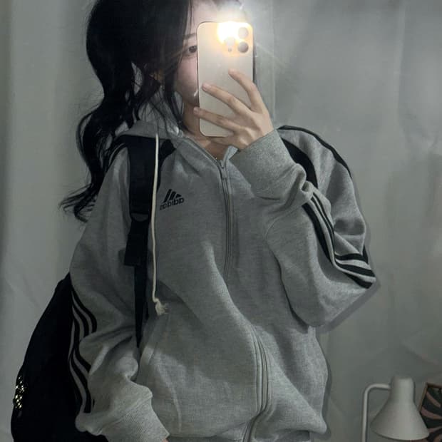 🐰아디다스 그레이 코튼 데일리 후드집업🪽