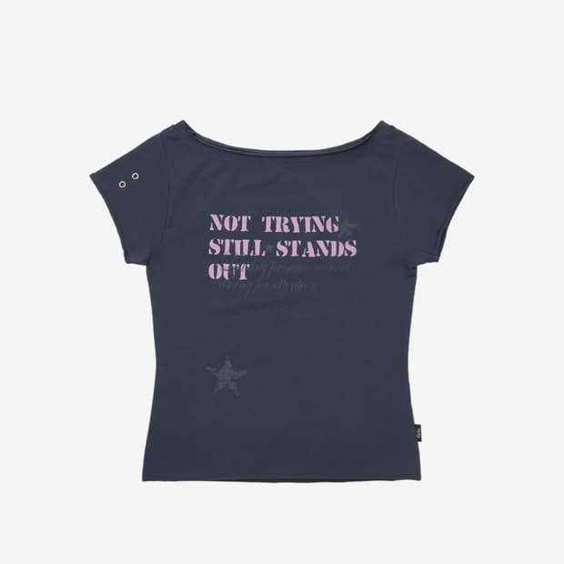 길라아카이브 SLOGAN BOAT NECK T-SHIRTS_NAVY