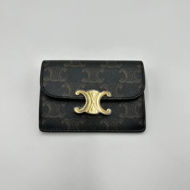 셀린느 트리오페 캔버스 & 램스킨 플랩 지갑 